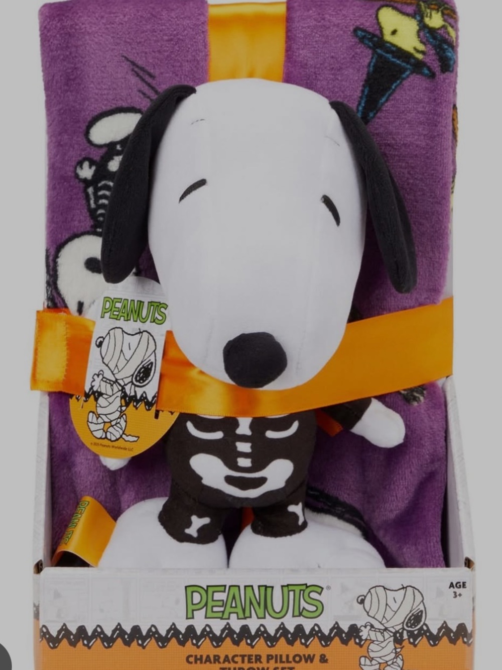 New! Peanuts Spooky Snoopy Pillow & Throw Blanket Set Ages 3+ years